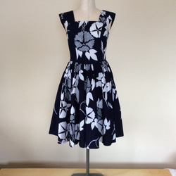 浴衣地のワンピース&ボレロ  朝顔の柄(紺地) 6枚目の画像