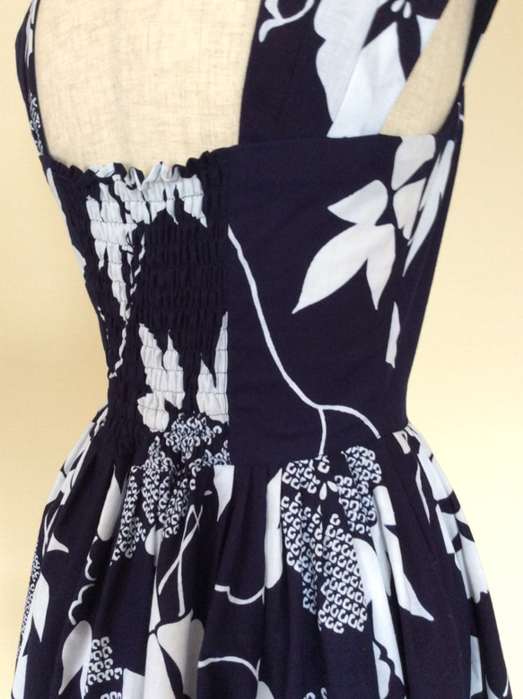 浴衣地のワンピース&ボレロ  朝顔の柄(紺地) 9枚目の画像