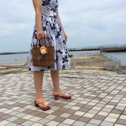 浴衣地のワンピース&ボレロ  牡丹と菊柄 1枚目の画像