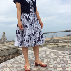 浴衣地のワンピース&ボレロ  牡丹と菊柄 3枚目の画像