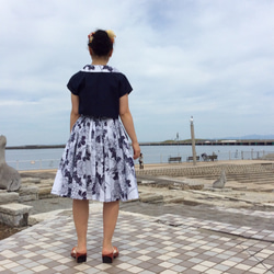 浴衣地のワンピース&ボレロ  牡丹と菊柄 4枚目の画像