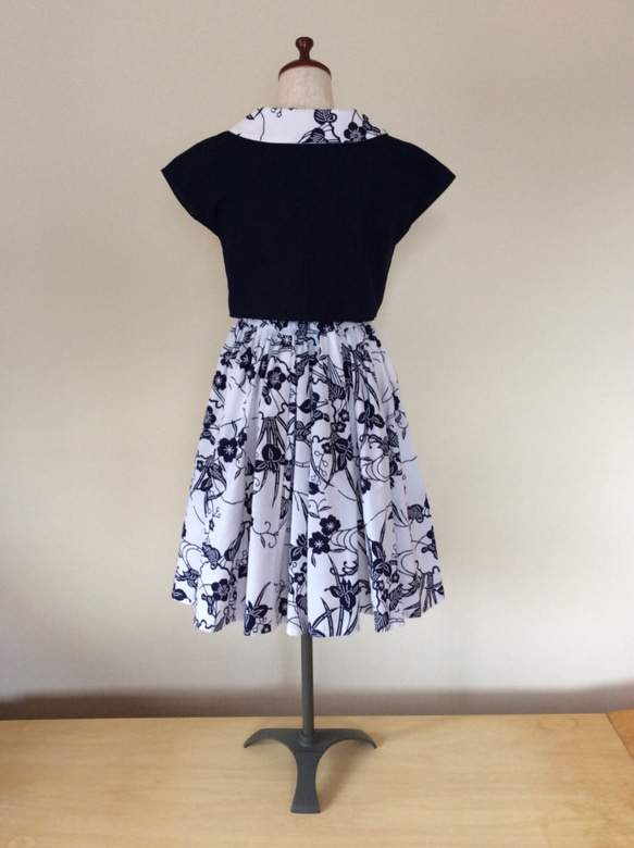 浴衣地のワンピース&ボレロ  菖蒲と梅柄 6枚目の画像