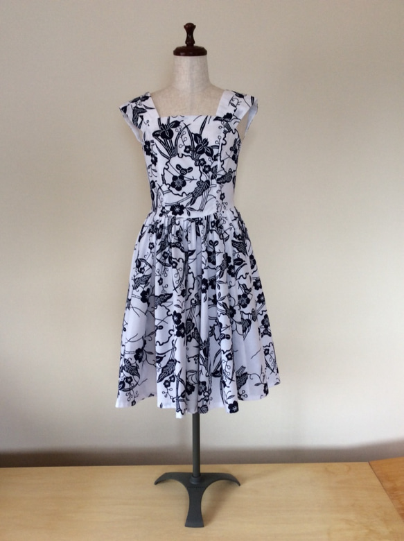 浴衣地のワンピース&ボレロ  菖蒲と梅柄 7枚目の画像