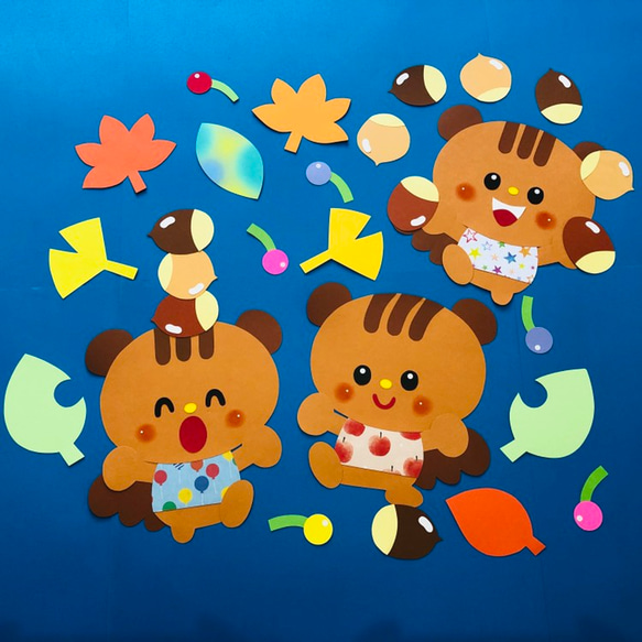 壁面飾り 画用紙 保育壁面 秋 どんぐり リス 雑貨・その他 まい 通販