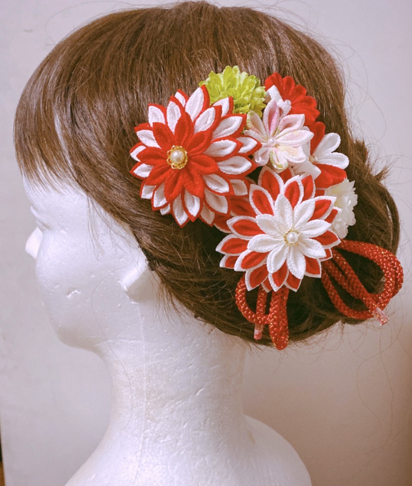 つまみ細工⭐︎髪飾り⭐︎暁 かんざし つまみ工房 麗冷〜ReiRei