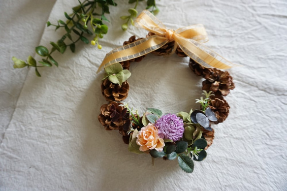 フラワー・リース Maho フラワー・リース Maho リースオレンジ＆グリーンWHフラワーM