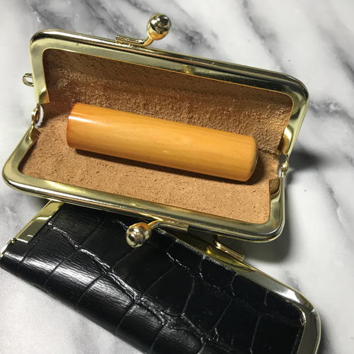 クロコ型押し口金タイプ 印鑑ケース がま口 がま口 kikuryu 通販