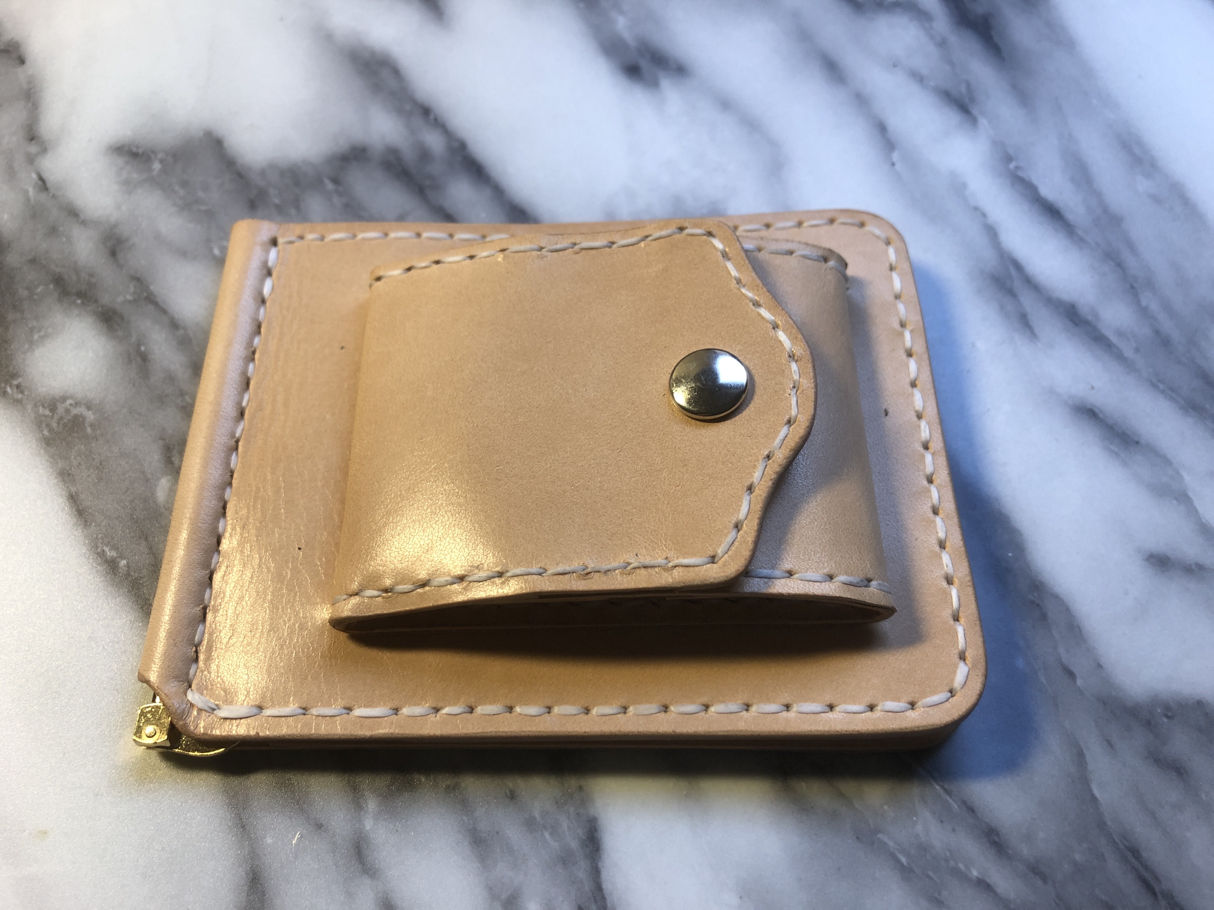 ヌメ革ナチュラル　札ばさみ財布