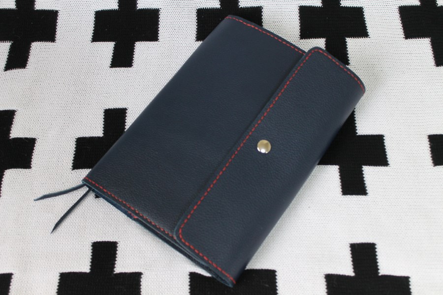 牛革手帳カバー ネイビー Ａ5★ほぼ日 カズンsize ハンドメイド