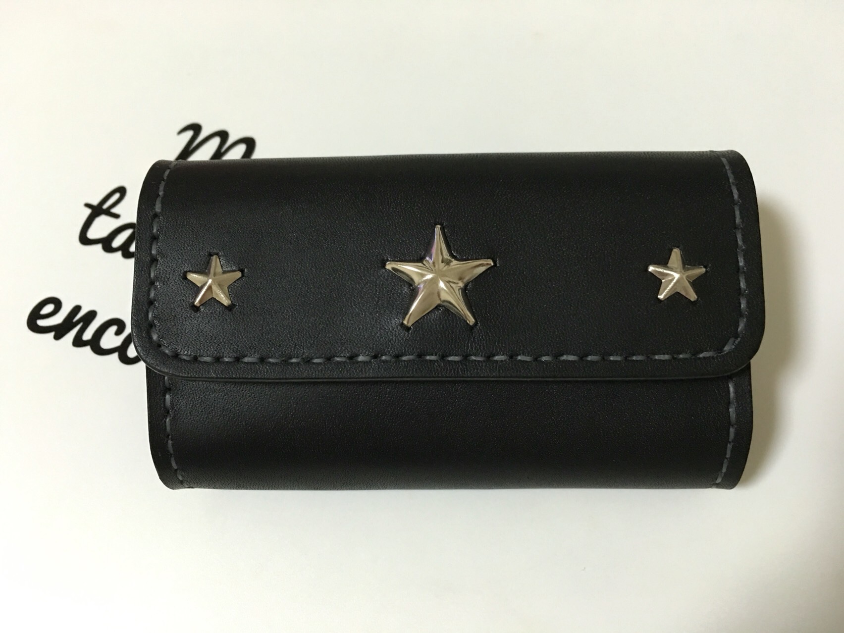 ヌメ革 ブラック アイコスケース　星スタッズ シガレットケース　 IQOS