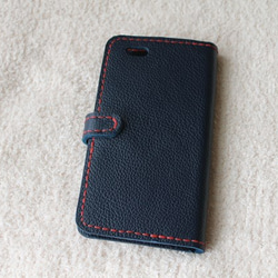 牛革シュリンク ネイビー　iphone7 8 手帳型ケース 3枚目の画像