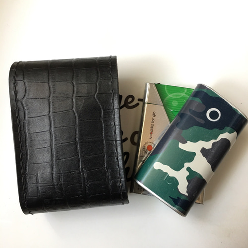 本革 クロコ柄 ブラック グローケース プルームX ハイパー シガレット