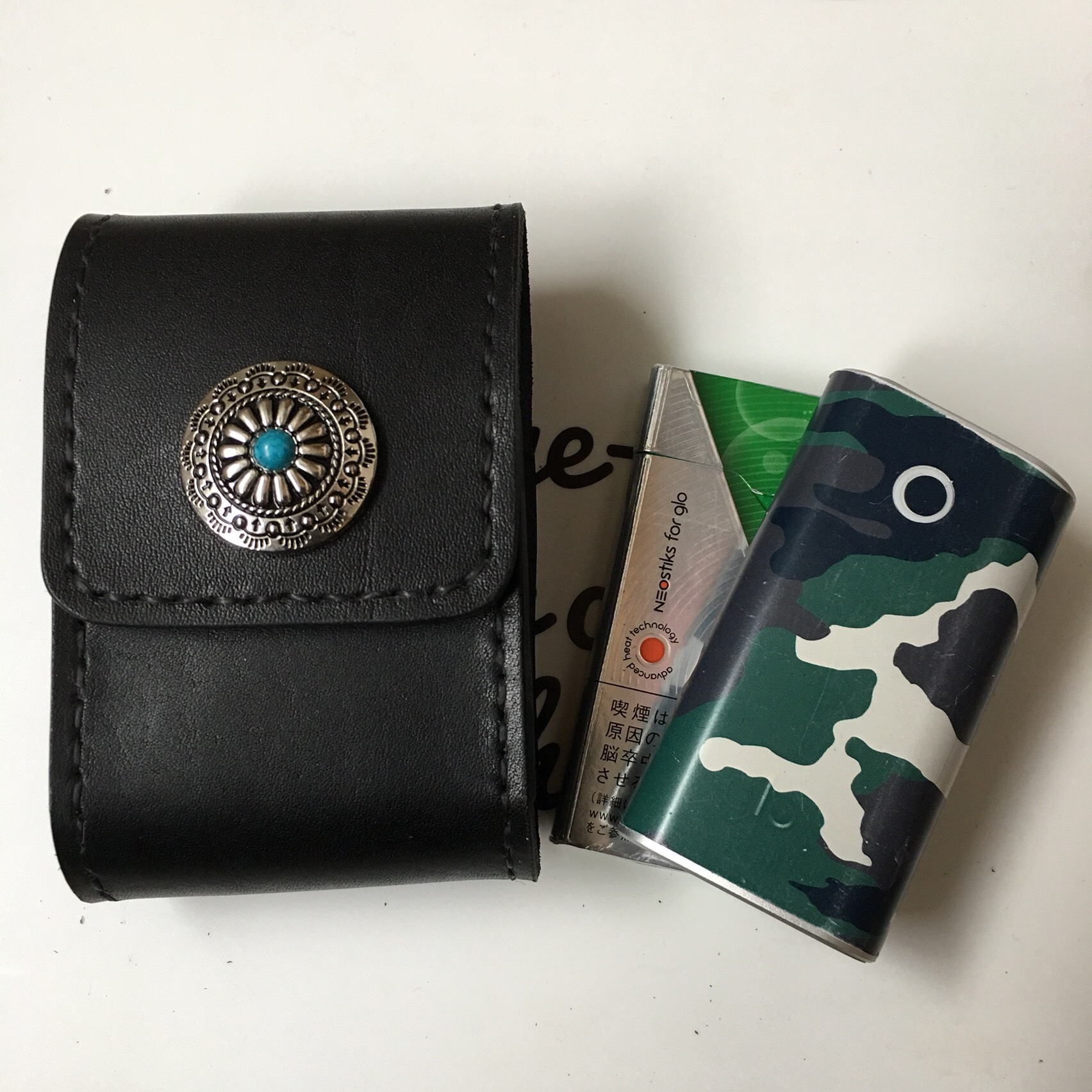 ヌメ革 ブラック グローケース　ハイパー　プルームX シガレットケース glo