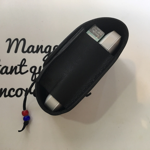 ヌメ革 ブラック ターコイズコンチョB アイコスケース シガレット