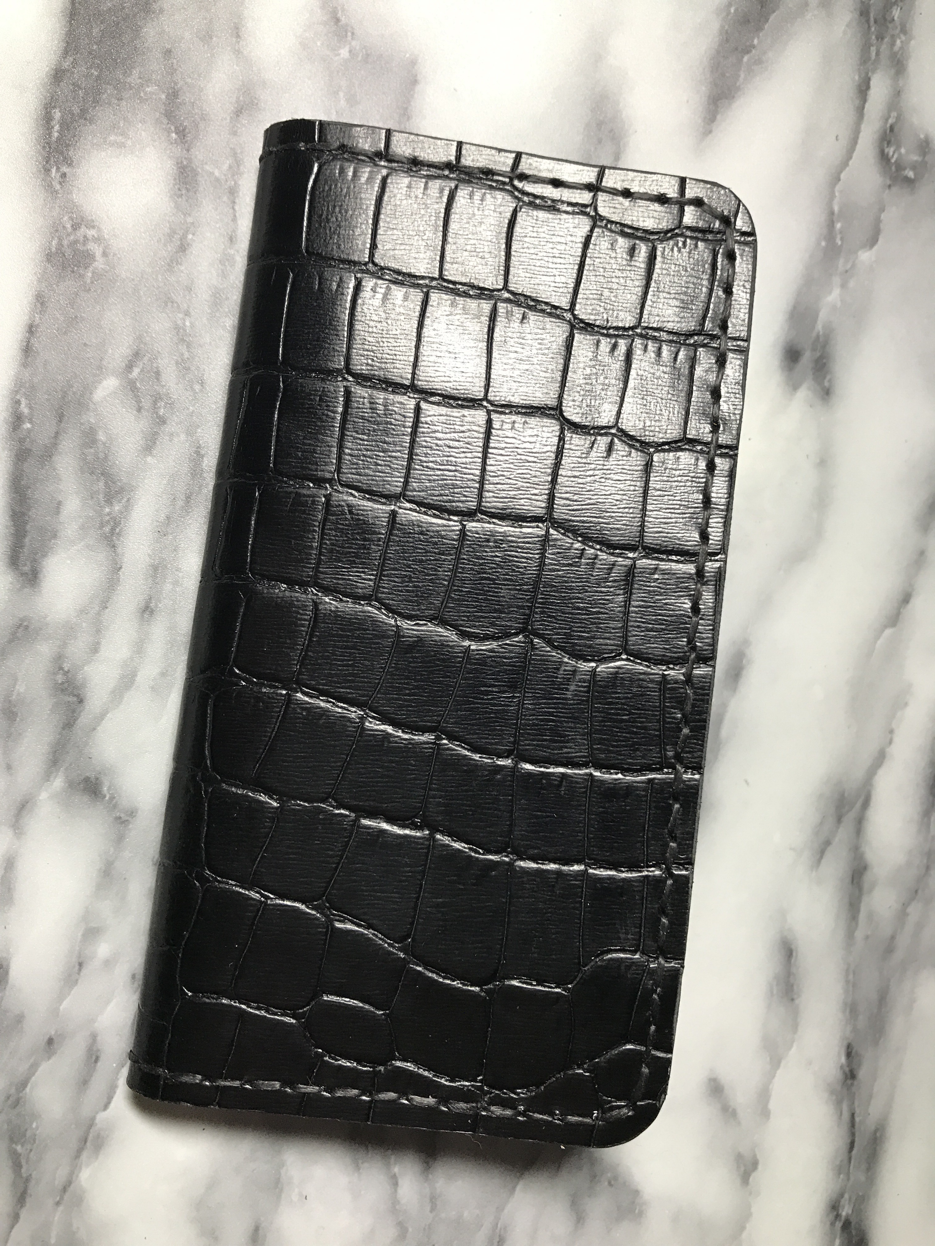 牛革 クロコ柄 ブラック iphone　全機種　android対応 手帳型ケース