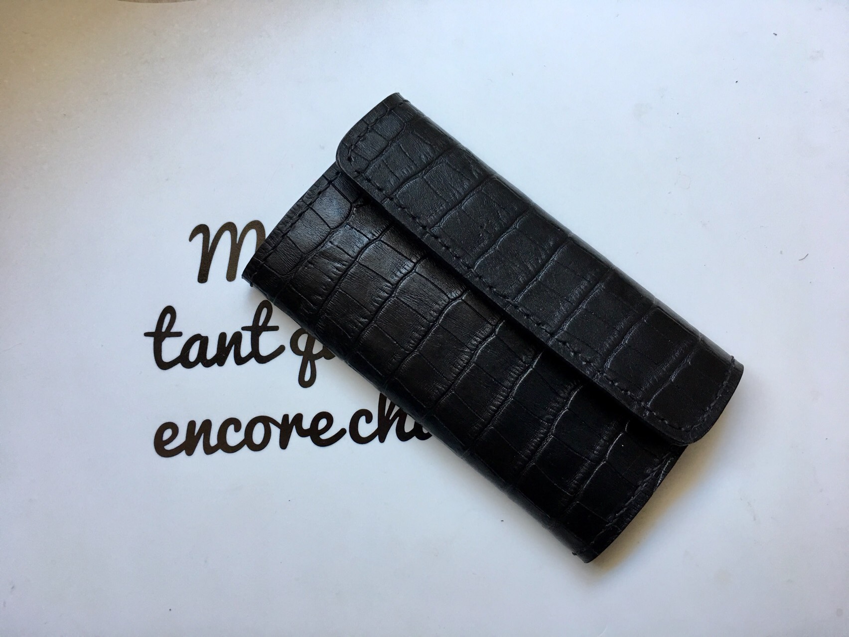 本革クロコ柄 クラッチタイプ 三折り手帳型ケース iPhone全機種対応