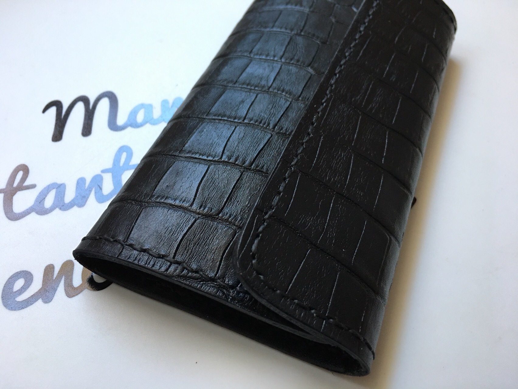 本革クロコ柄 クラッチタイプ 三折り手帳型ケース iPhone全機種対応