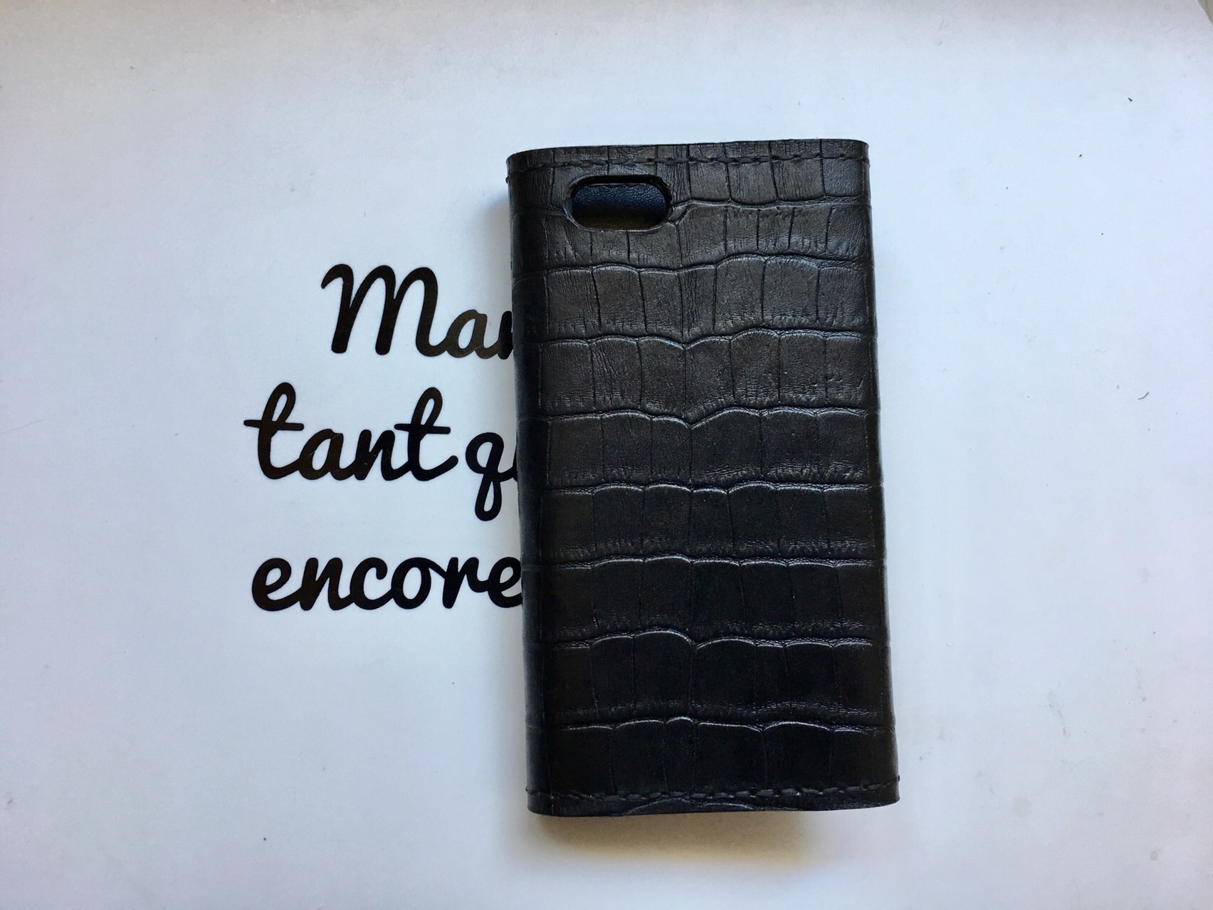 本革クロコ柄 クラッチタイプ 三折り手帳型ケース iPhone全機種対応