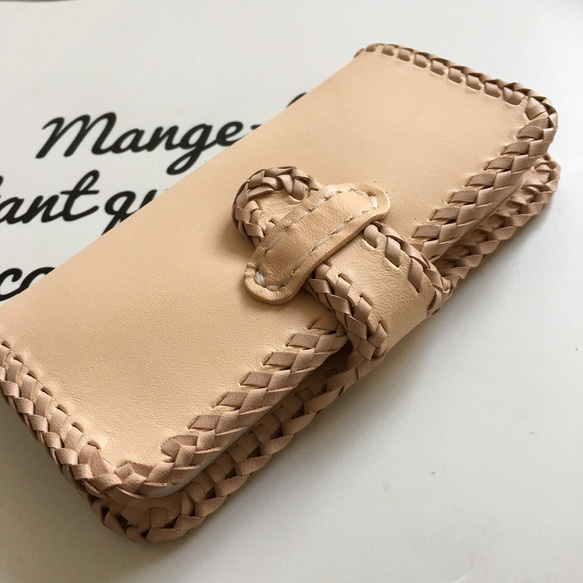 iphone 全機種android 対応 手帳型ケース ヌメ革 ナチュラル