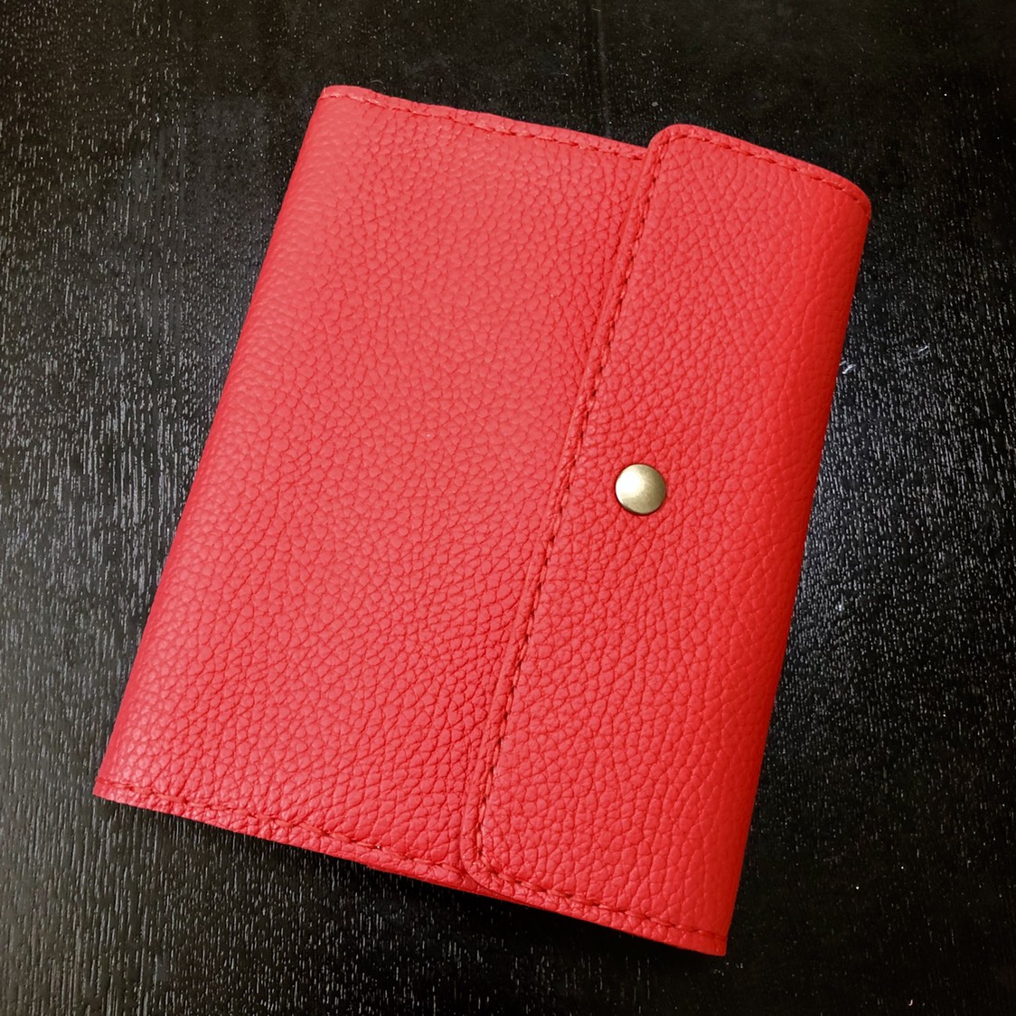 ハンドメイド★牛革手帳カバー レッド Ｂ6サイズ