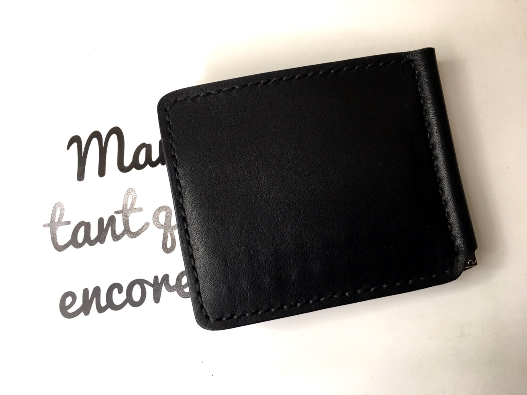 ヌメ革ブラック　札ばさみ