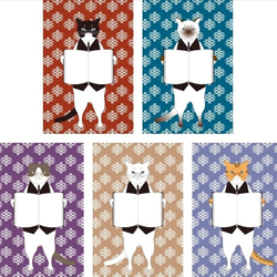 司書猫 ポストカード 10枚セット 本 クリスマス 黒猫 白猫 三毛猫 スコティッシュ ロシアンブルー ねこ ネコ 眼鏡 2枚目の画像