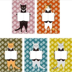 司書猫 ポストカード 10枚セット 本 クリスマス 黒猫 白猫 三毛猫 スコティッシュ ロシアンブルー ねこ ネコ 眼鏡 3枚目の画像