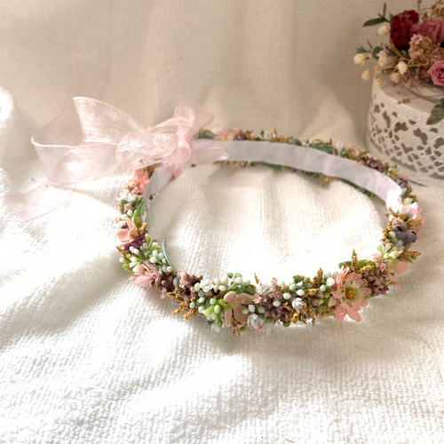 ☆ハンドメイド☆花冠（はなかんむり） ハーフ花かんむり/natural | Mystère baby