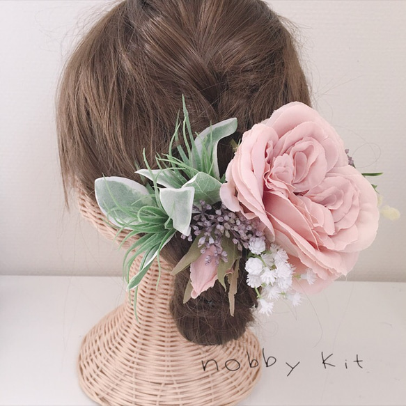 head dress bouquet“ガーデン ピンク” 2枚目の画像