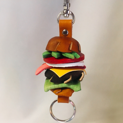 革のハンバーガー キーホルダー ABCバーガー キーリング ジャンク