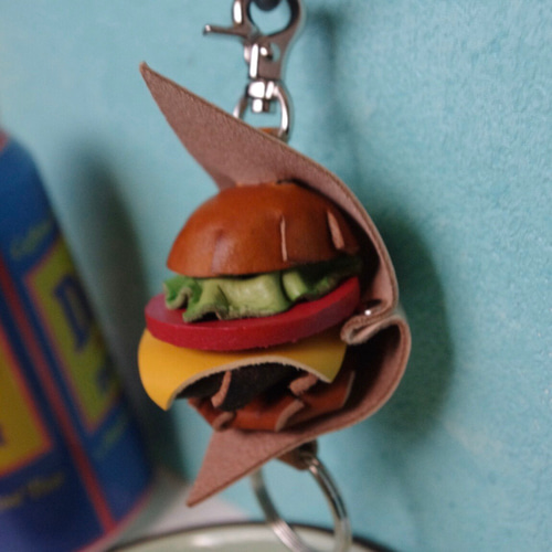 sim'sパーカー レザー ハンバーガー型キーリング テイクアウト袋付き Sim's Leather works Spirit ［シムズ レザーワークス スピリット］