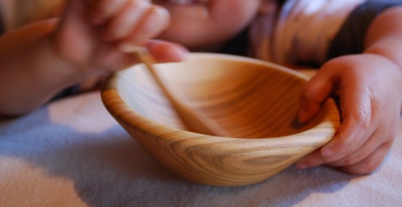 こどものうつわ  ５点セット　木の器　出産祝い　(材　さくら) 4枚目の画像