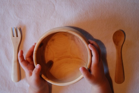 こどものうつわ  ５点セット　木の器　出産祝い　(材　さくら) 5枚目の画像