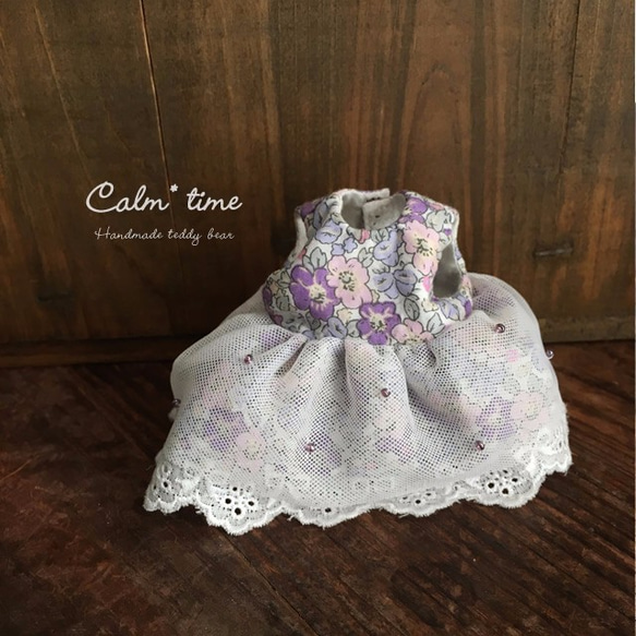 Calm*time 12cm用 ワンピース（紫の花柄） 4枚目の画像