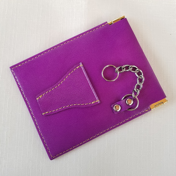 キーポケット付きバネ口マルチケース(紫) 3枚目の画像