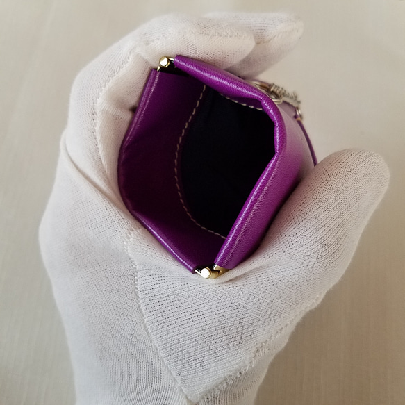 キーポケット付きバネ口マルチケース(紫) 4枚目の画像