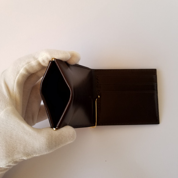 コインケース付きマネークリップ(焦茶) 3枚目の画像