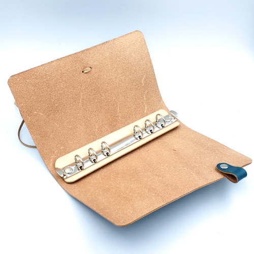 頑張らない システム手帳 バイブルサイズ ヌメ革 手染め スカイブルー