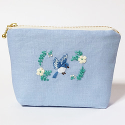 奈々さま専用☺︎ 刺繍　ファスナーポーチ　ハンドメイド　お薬ポーチ　手刺繍 1_da32f0f493b0ce86663ae1fa8861