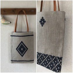 送料無料＊こぎん刺し トートバッグ 両面柄違い トートバッグ