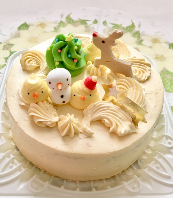 Creema限定クリスマス2021  ５号ひよこサンタのクリスマスケーキ 1枚目の画像