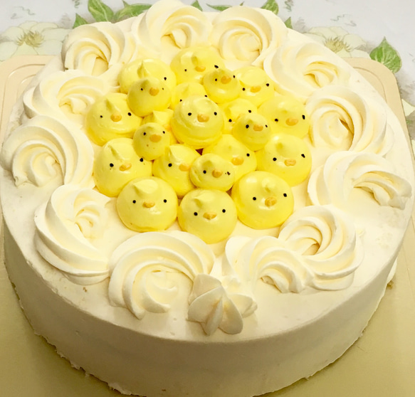 6号サイズ バタークリームのヒヨコぎゅうぎゅうデコレーション ケーキ