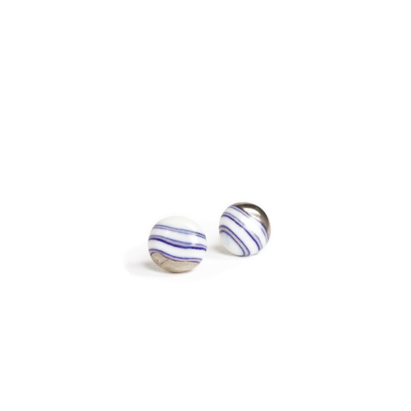 銀針 陶瓷耳環 粉色珊瑚緞帶耳環5綴白金(Platinum) 攝氏1270度燒製 第4張的照片