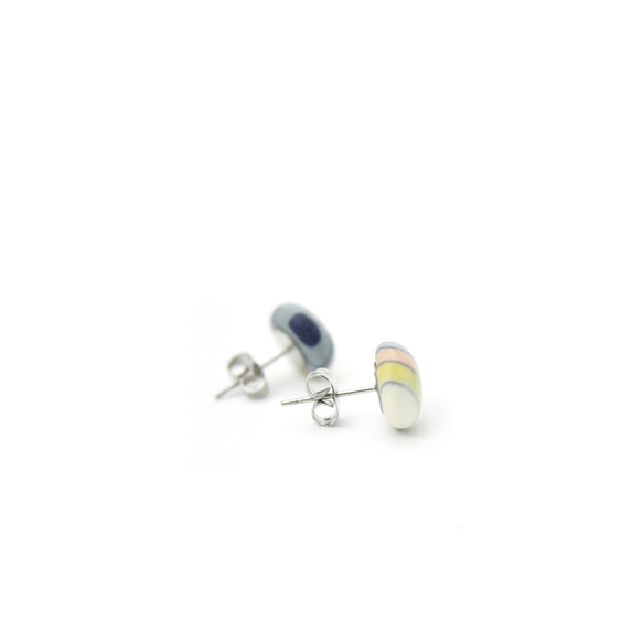 純銀針 陶瓷耳環 希望的彩虹耳環 水平線系列 1270度高溫燒製 第4張的照片