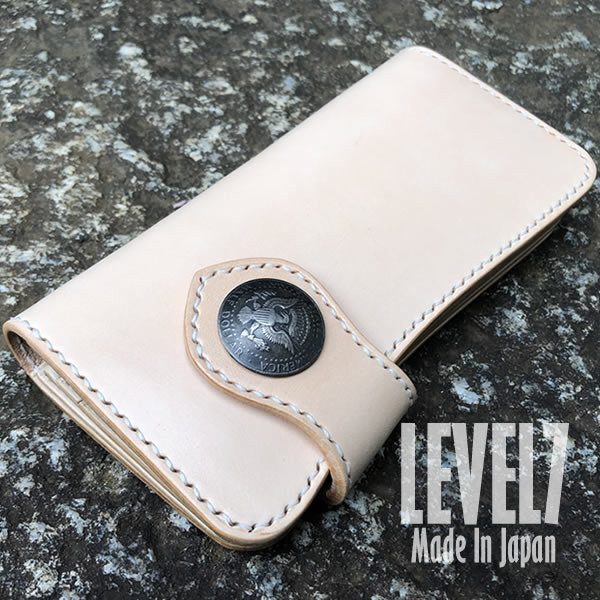 長財布/サイフ ロングウォレット 手縫い 10枚カードポケット 姫路レザー ヌメ革 バイカーズウォレット