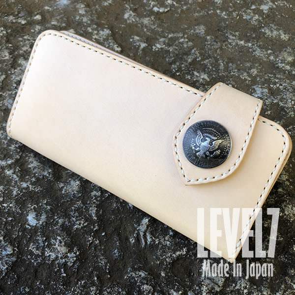 長財布/サイフ ロングウォレット 手縫い 10枚カードポケット 姫路レザー ヌメ革 バイカーズウォレット