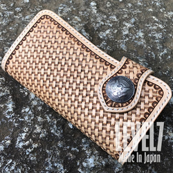 長財布/ロングウォレット バスケットカービング 手縫い ライダース