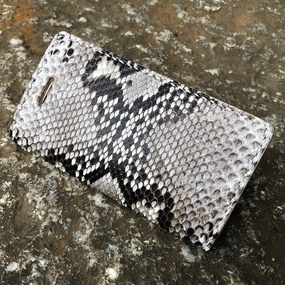 フラップ選択 iPhone各種対応　手帳型iPhoneケース　ダイヤモンドパイソン ナチュラル フラップ無し
