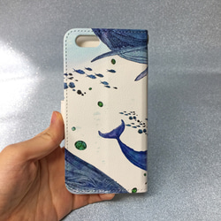 鯨：悠々海の中iPhone/Android 手帳型ケース 2枚目の画像