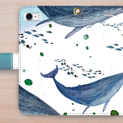 鯨：悠々海の中iPhone/Android 手帳型ケース 4枚目の画像